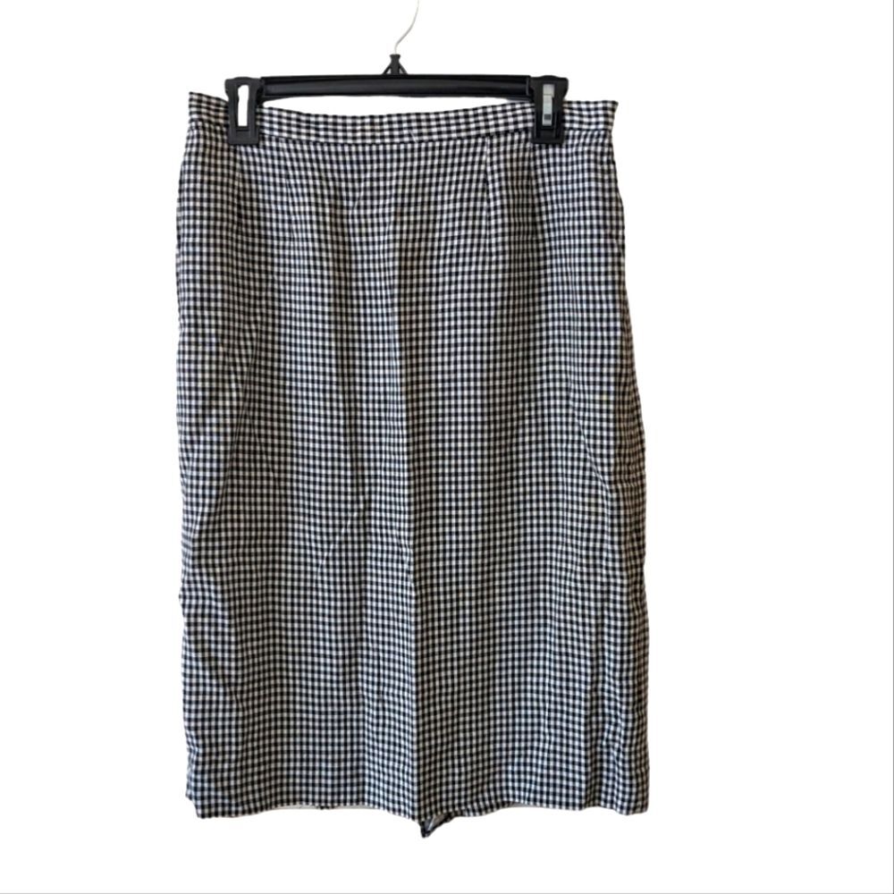 Vintage Liz‎ Claiborne Gingham Black and White Midi Skirt Size 14